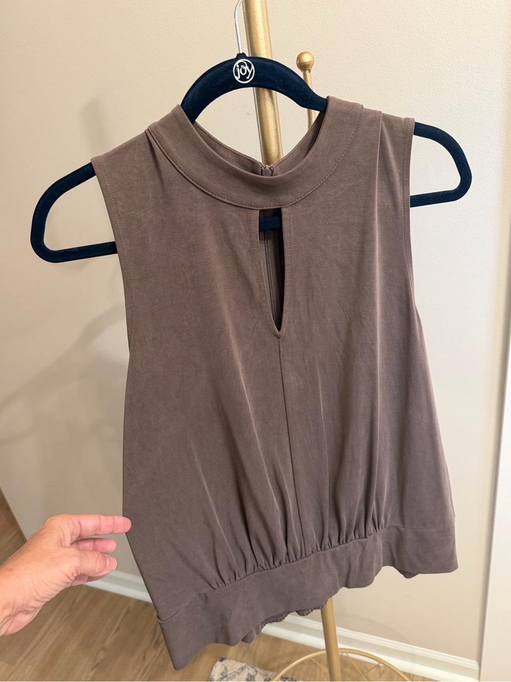 White House Black Market Brown Mock Neck Sleeveless Top